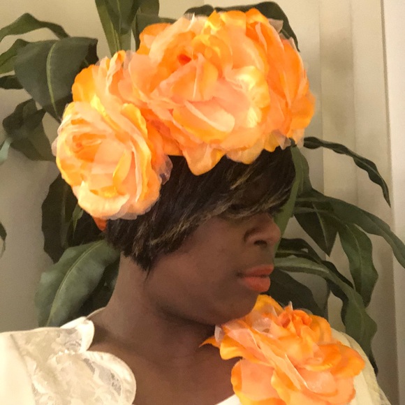Accessories | Orange Flower Headband With Flower Pin Set  display picture 1